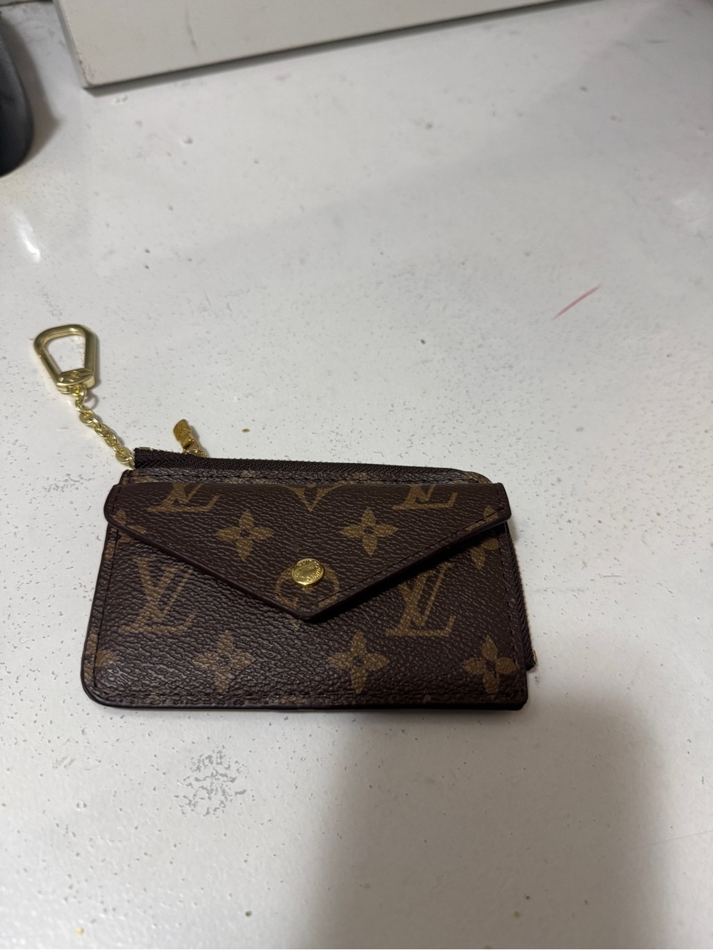 Luxury Monogram Card Holder Key Pouch in Brown